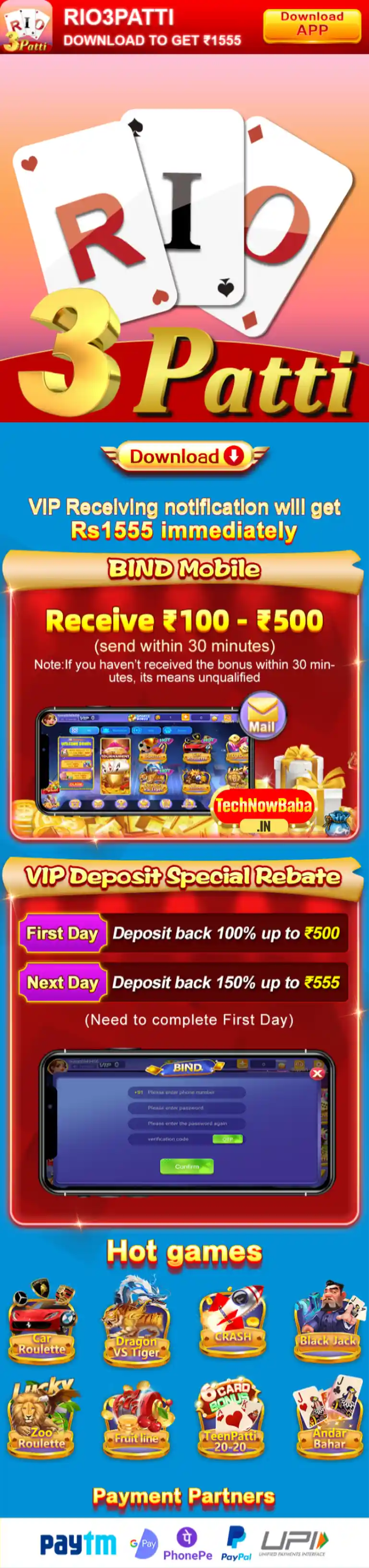 RIO 3Patti App Download - Tech Now Baba All Rummy App